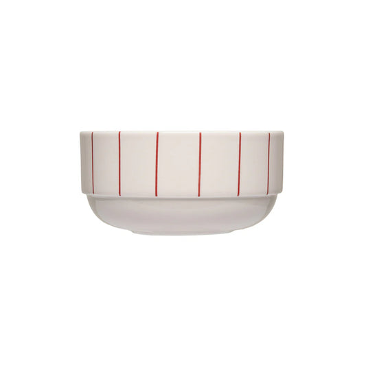 Pyjamas Bowl - Coral Red Stripes | Design Letters