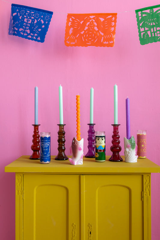 Candle Holder Fish - Blue/ Pink | Kitsch Kitchen