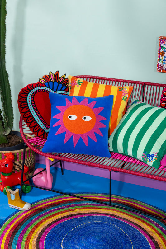 Cushion - Loteria Sun Blue - 45 x 45 cm | Kitsch Kitchen