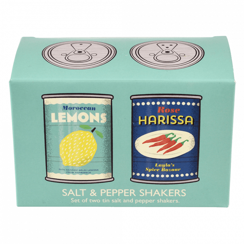 Tin salt and pepper shakers - Lemons and harissa | Rex