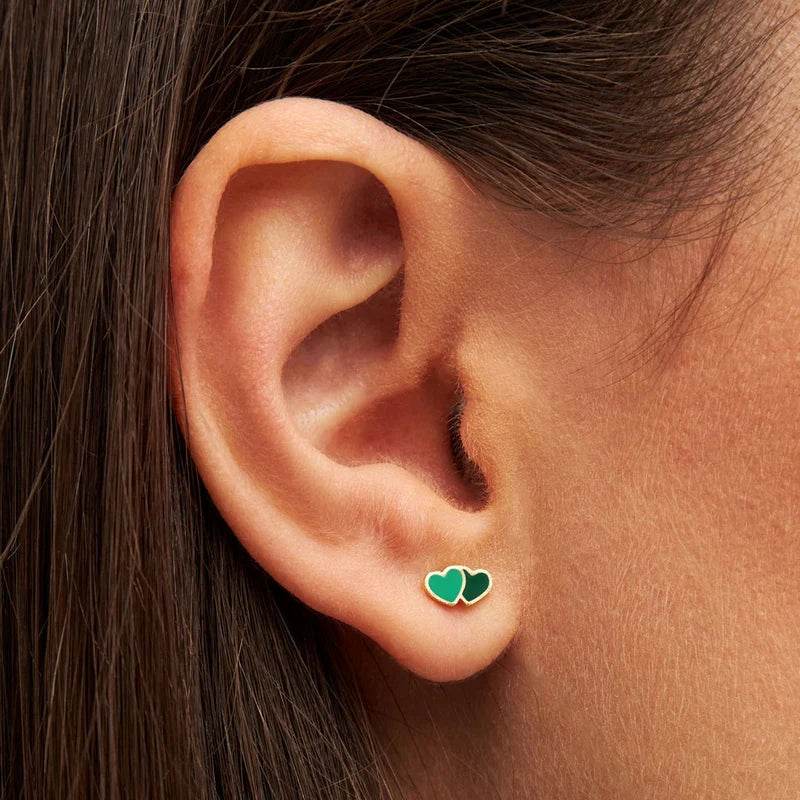 2Hearts - green - Gold Plated - 1 stuk | LULU Copenhagen