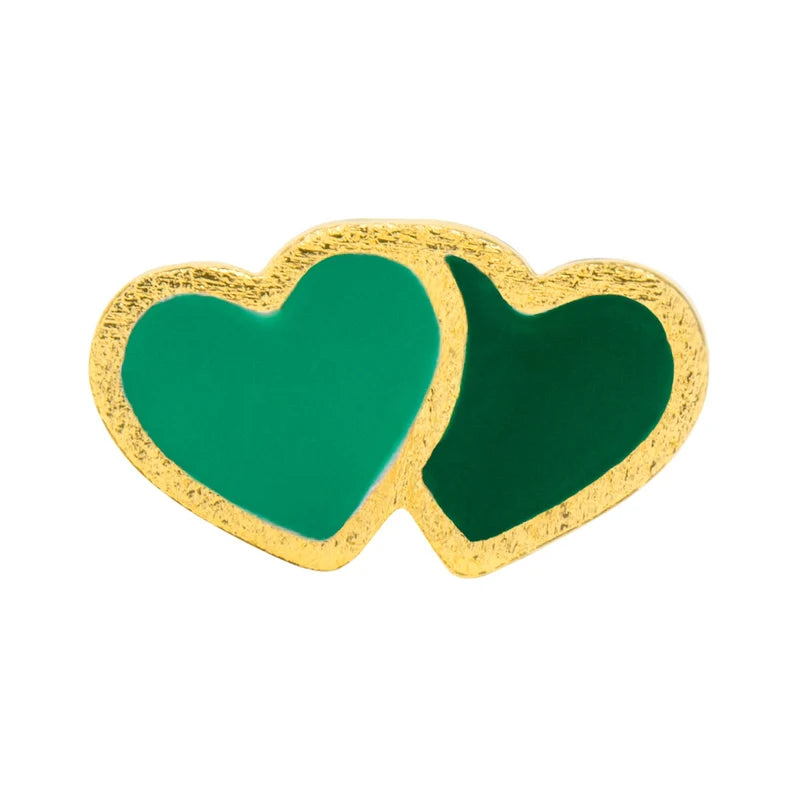 2Hearts - green - Gold Plated - 1 stuk | LULU Copenhagen