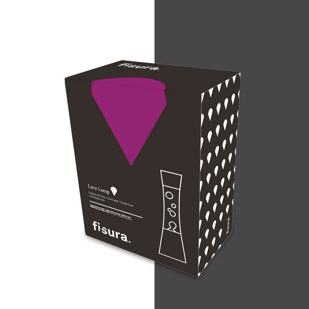 White lava lamp - black base - purple liquid - 40 cm | Fisura - de inKijk