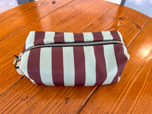 Blok etui - aubergine/green striped | De Lange Tafel - de inKijk