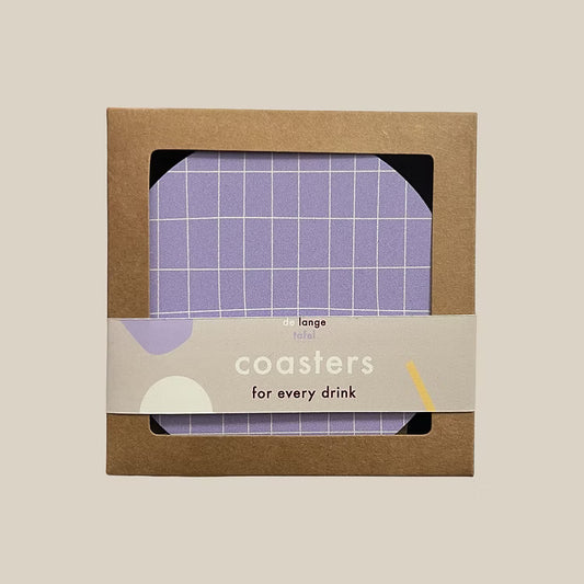 Onderzetters - lila checked | De Lange Tafel - de inKijk