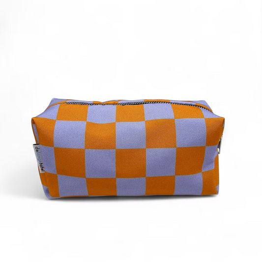 Blok etui - Orange/lila checked | De Lange Tafel