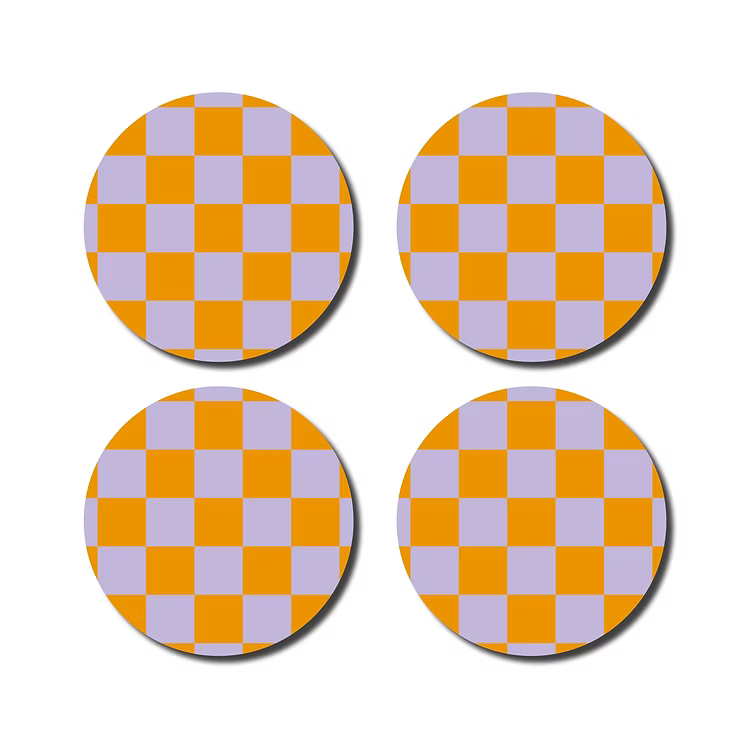 Onderzetters - lila/orange checked | De Lange Tafel