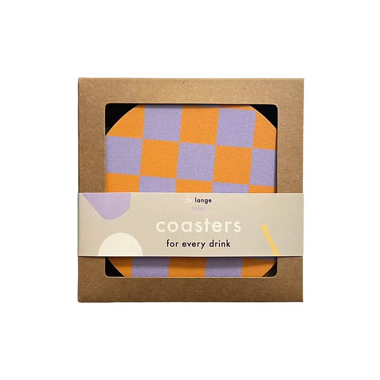 Onderzetters - lila/orange checked | De Lange Tafel