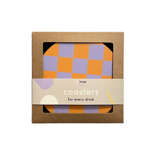 Onderzetters - lila/orange checked | De Lange Tafel