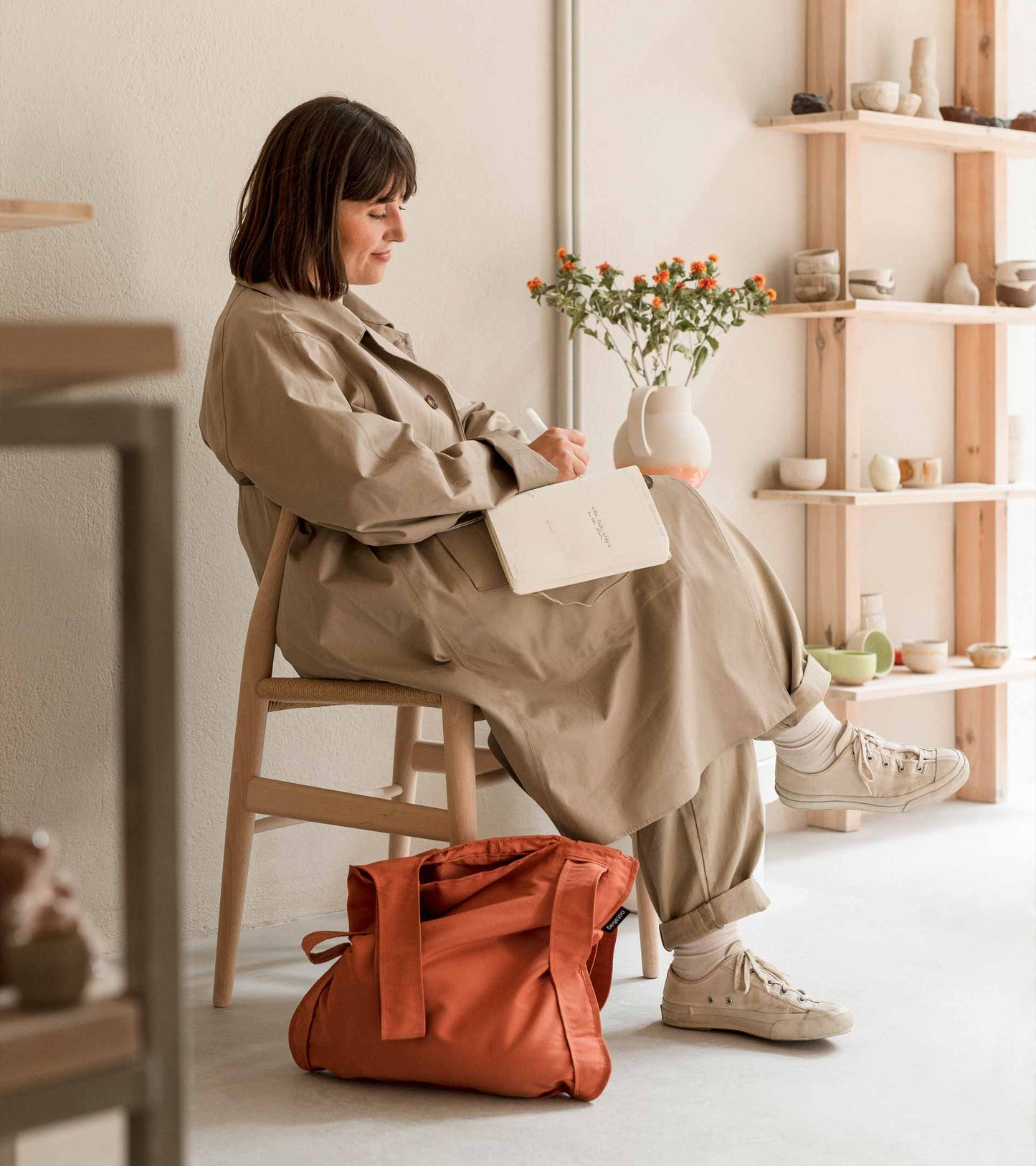 Rugzak en schoudertas in één - terracotta | Notabag recycled