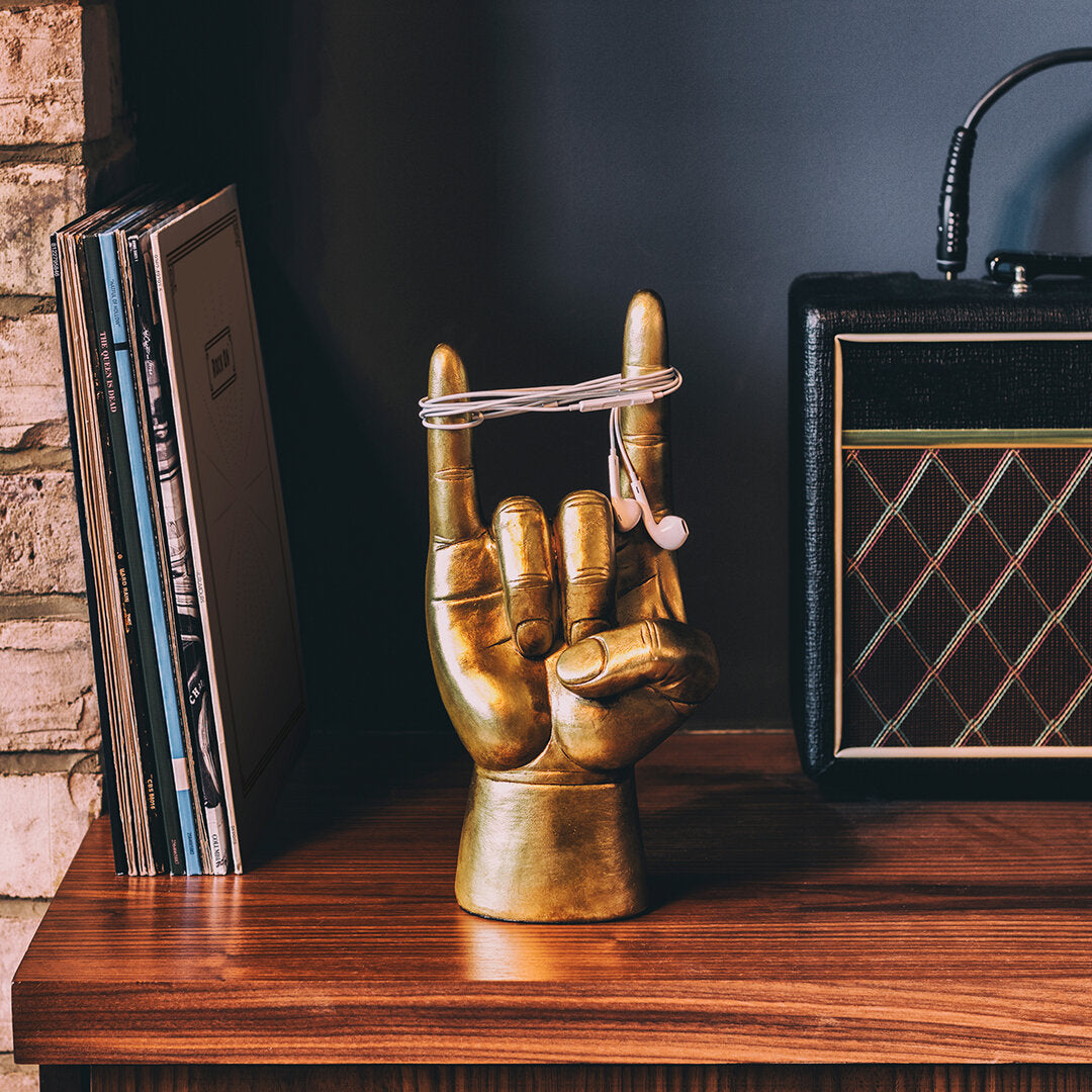 Rock On Headphone Stand - Gold | Suck UK