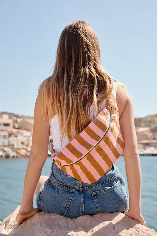 Bum bag - Caramel / Strawberry Stripes | Rose in April