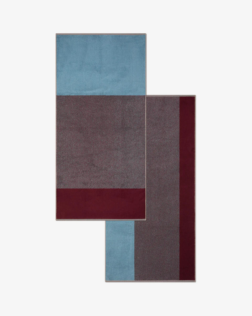 Badhanddoeken set - Lex Pott collectie - sky blue/bordeaux | SUITE702