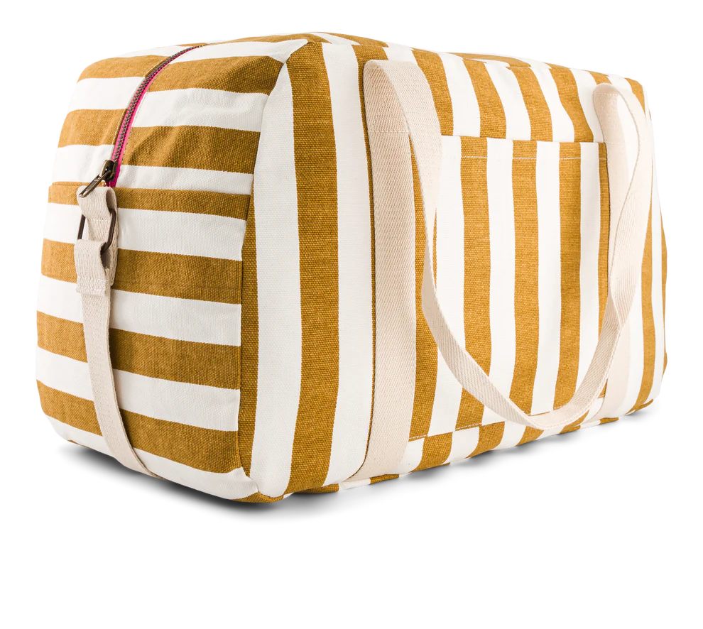 Bowling bag - Raphael - Ecru / Caramel Stripes | Rose in April