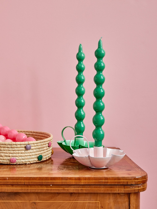 Curved candles - Green - Set van twee | RICE