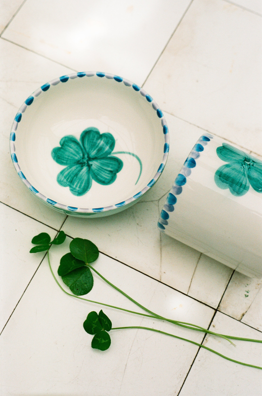 Keramieken kom - Groen - Good luck clover | RICE