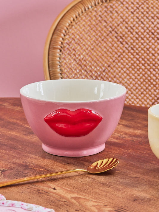 Keramieken kom met lippen - Roze | RICE