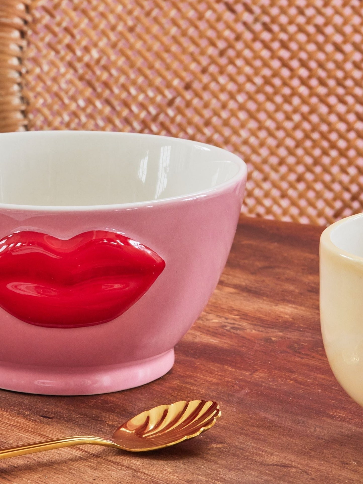 Keramieken kom met lippen - Roze | RICE