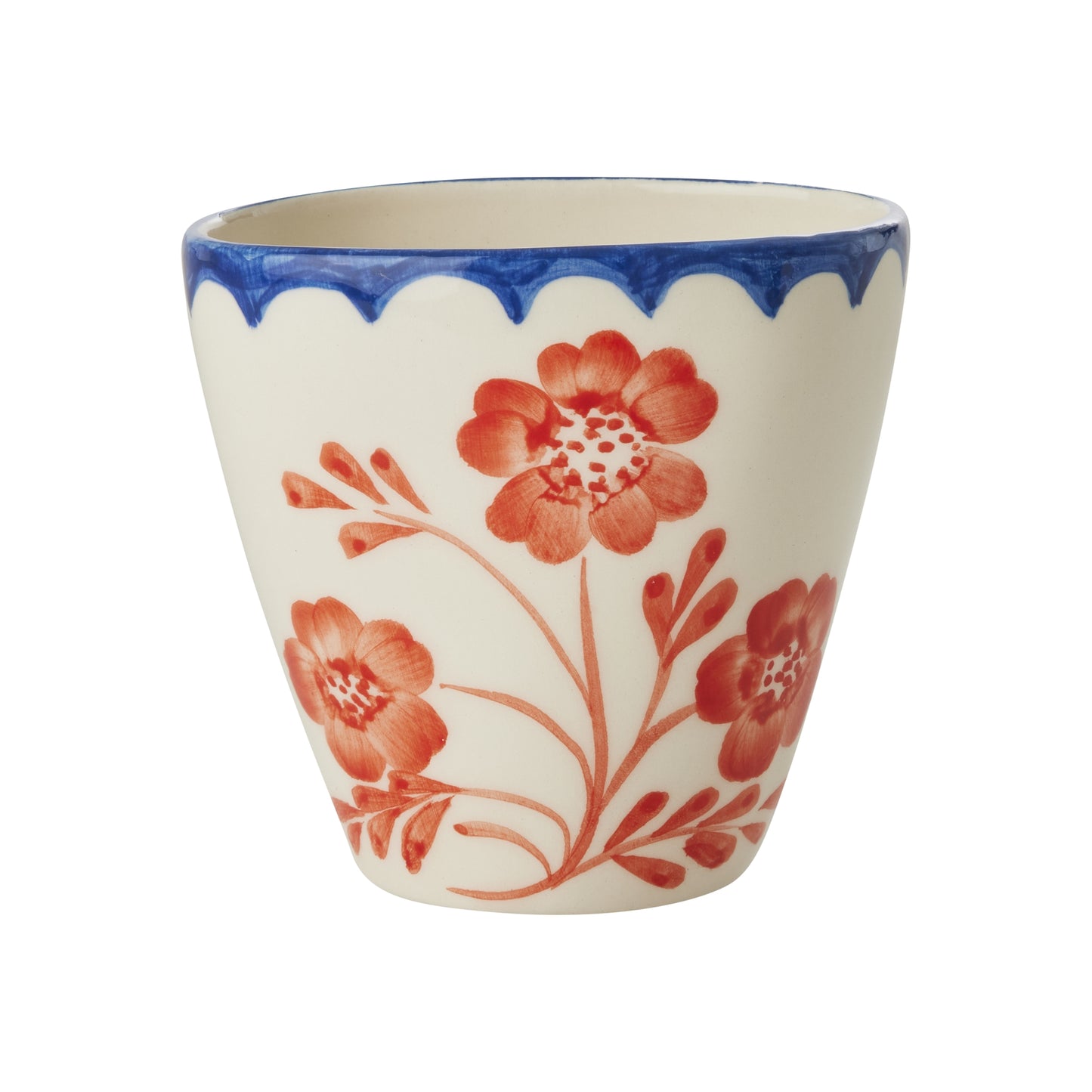 Ovalen keramieken beker - Crème - Vintage Flowers | RICE