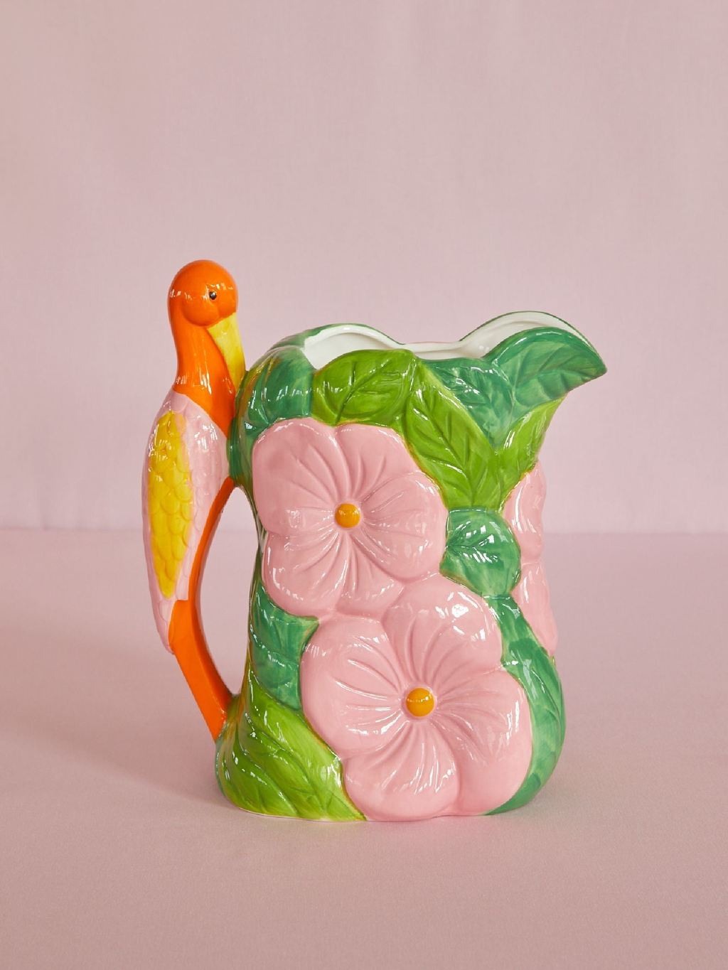 Keramieken vaas - Pelikaan en bloemen | RICE