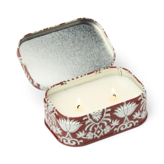 Printed tin candle - 4.5 oz - crimson & cream - french linen & orris | Paddywax