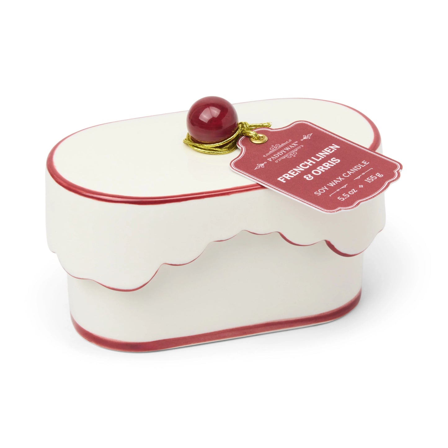 Ceramic dish candle - 5.5 oz - red - french linen & orris | Paddywax