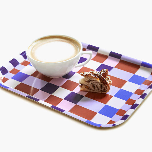 Caramel/Sky Checker - Serving Tray | BLU KAT