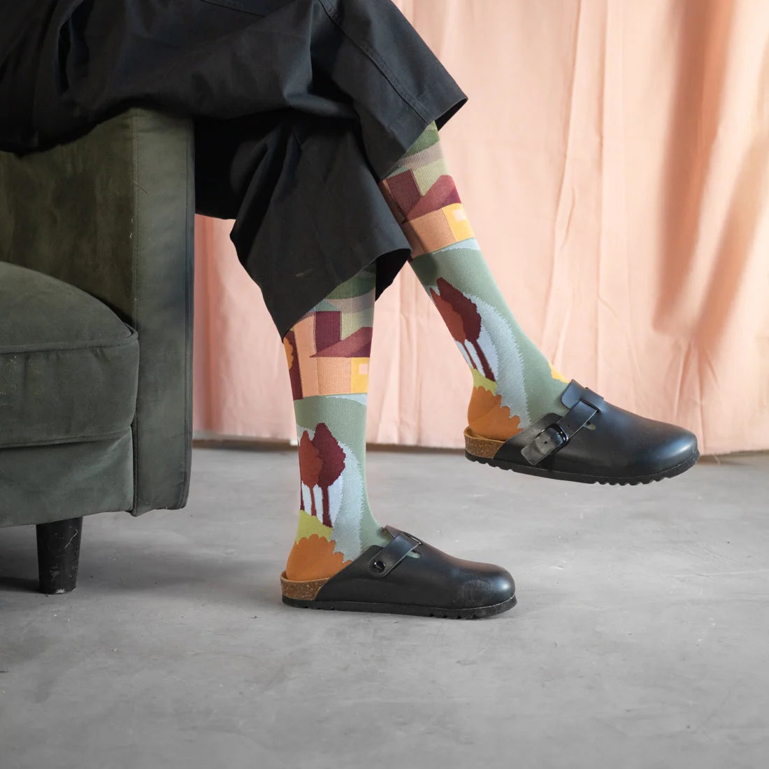 Sokken - Pine Forest Landscape Knee-Highs | Bonne Maison