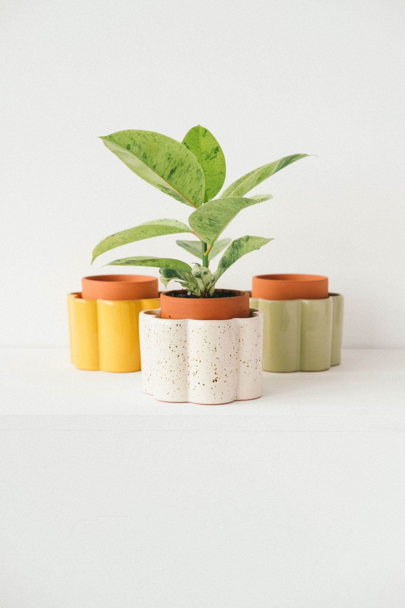 Paula self-watering pot - White Speckled | Pepin.
