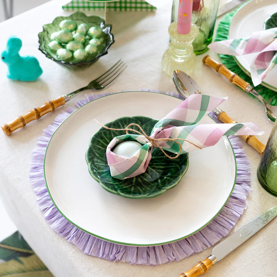 Paper Napkins - green & lilac gingham | Talking Tables