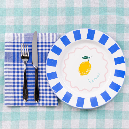 Napkin/Tea Towel - blue & white gingham - pack of 2 | Talking Tables