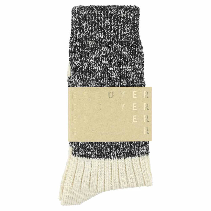 Melange Blend Block Socks - Black / Ecru | Escuyer - de inKijk