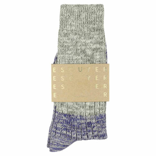 Melange Blend Block Socks - Light Grey / Bright Blue | Escuyer - de inKijk
