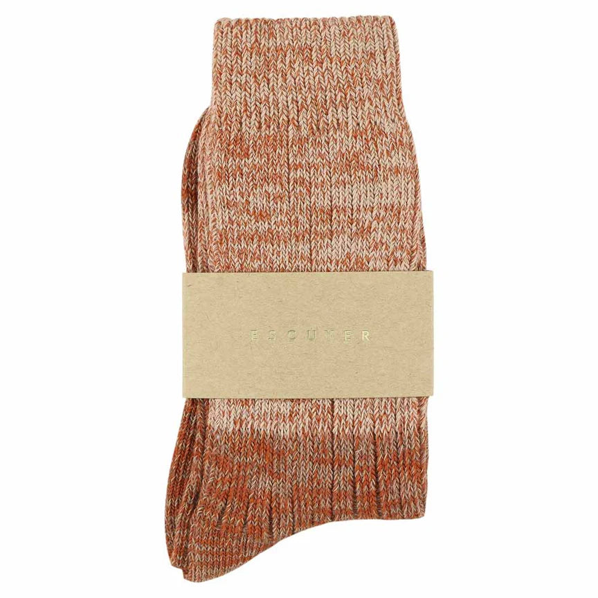 Women Melange Block Socks - Pink / Rust | Escuyer - de inKijk