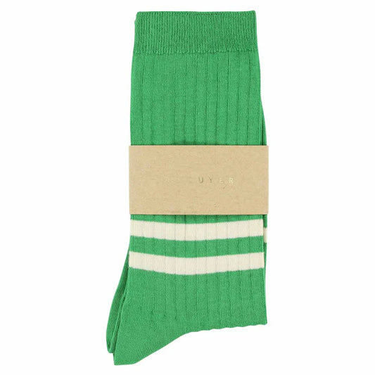 Women Stripes Socks - Bright Green / Ecru | Escuyer - de inKijk