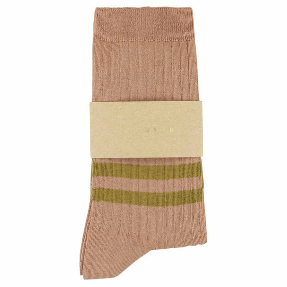 Women Stripes Pink/Gold - socks | Escuyer - de inKijk