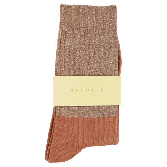 Lurex Block Socks - Gold / Arabian Spice | Escuyer - de inKijk