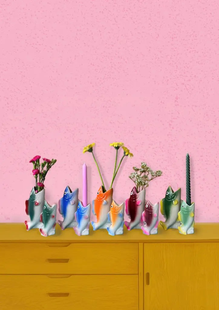 Vase Fish - Green/Yellow | Kitsch Kitchen