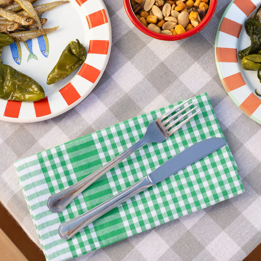 Napkin/Tea Towel - green & white gingham - pack of 2 | Talking Tables