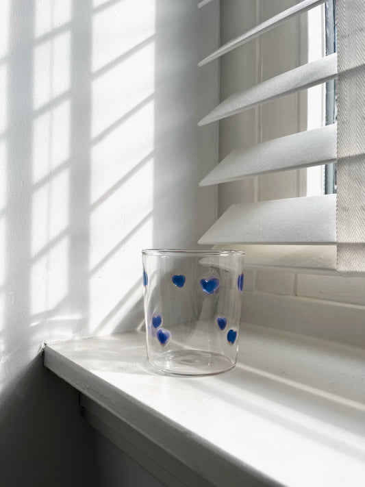 Glas hearts - set van 2 - blauw | And Nook - de inKijk