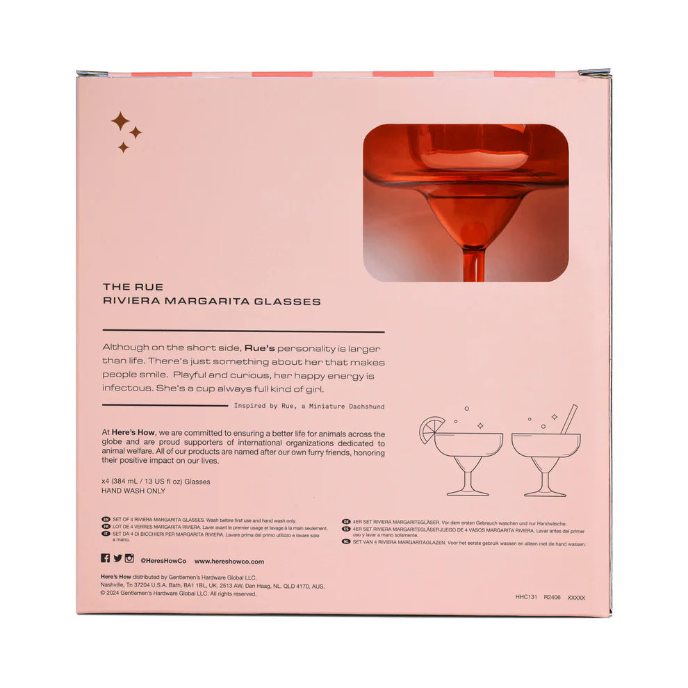 The Rue Margarita Glass - orange - set van 4 | Here's How - de inKijk
