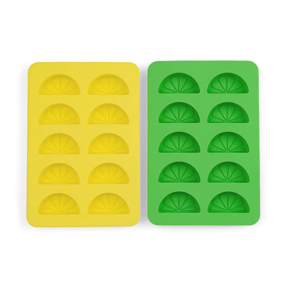 The Dotty Citrus Wedge Ice Trays - geel/groen - set van 2 | Here's How - de inKijk