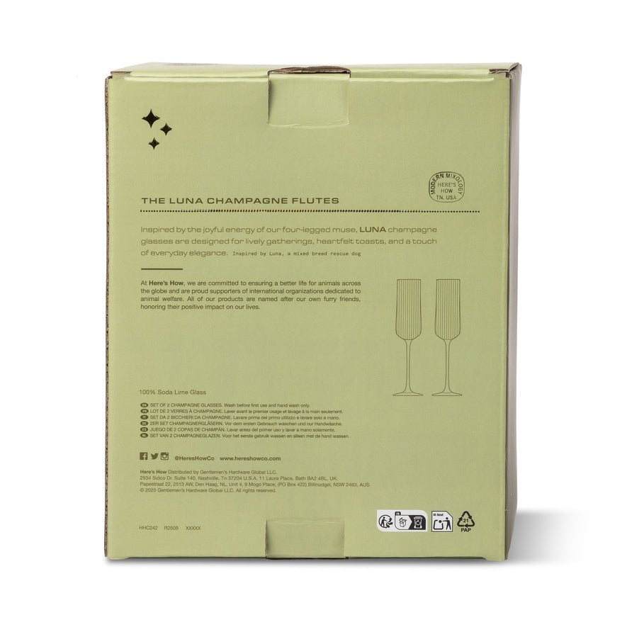 The Luna Champagne Flutes - set of 2 - Olive | Here's How