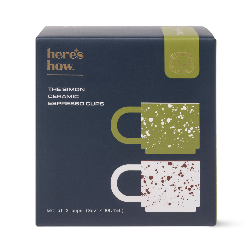 The Simon Espresso Ceramic Cups - Cream + Olive | Here's How