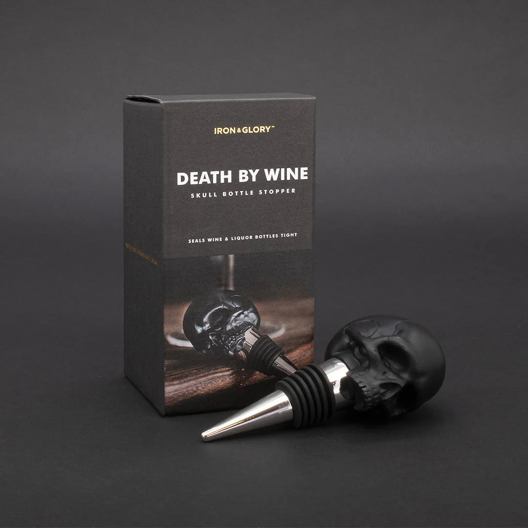 Skull Bottle Stopper - Death by wine | Suck UK - de inKijk