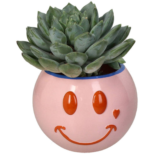 Bloempot smiley - roze | Kersten - de inKijk