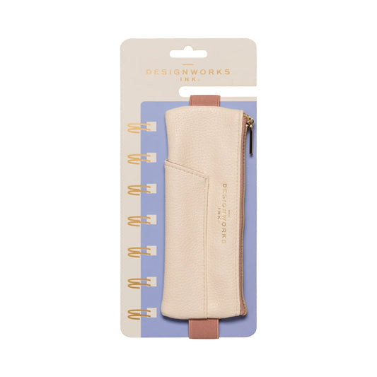 Vegan leather pen pouch - cream & taupe | Designworks Ink