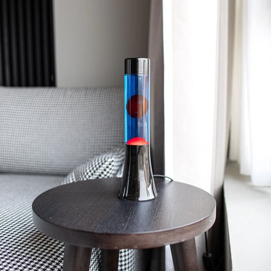Red lava lamp - black base - blue liquid - 30 cm | Fisura - de inKijk