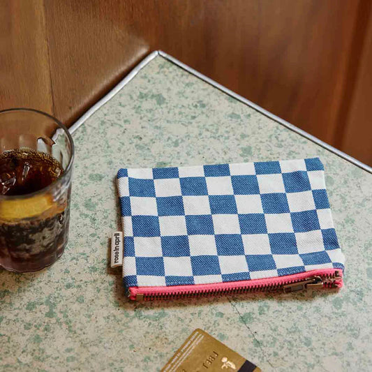 Purse - Marie - Ecru / Navy blue Checkerboard | Rose in April