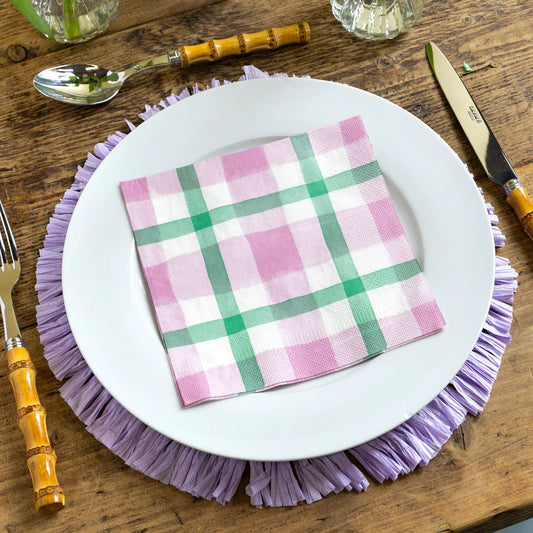 Paper Napkins - green & lilac gingham | Talking Tables